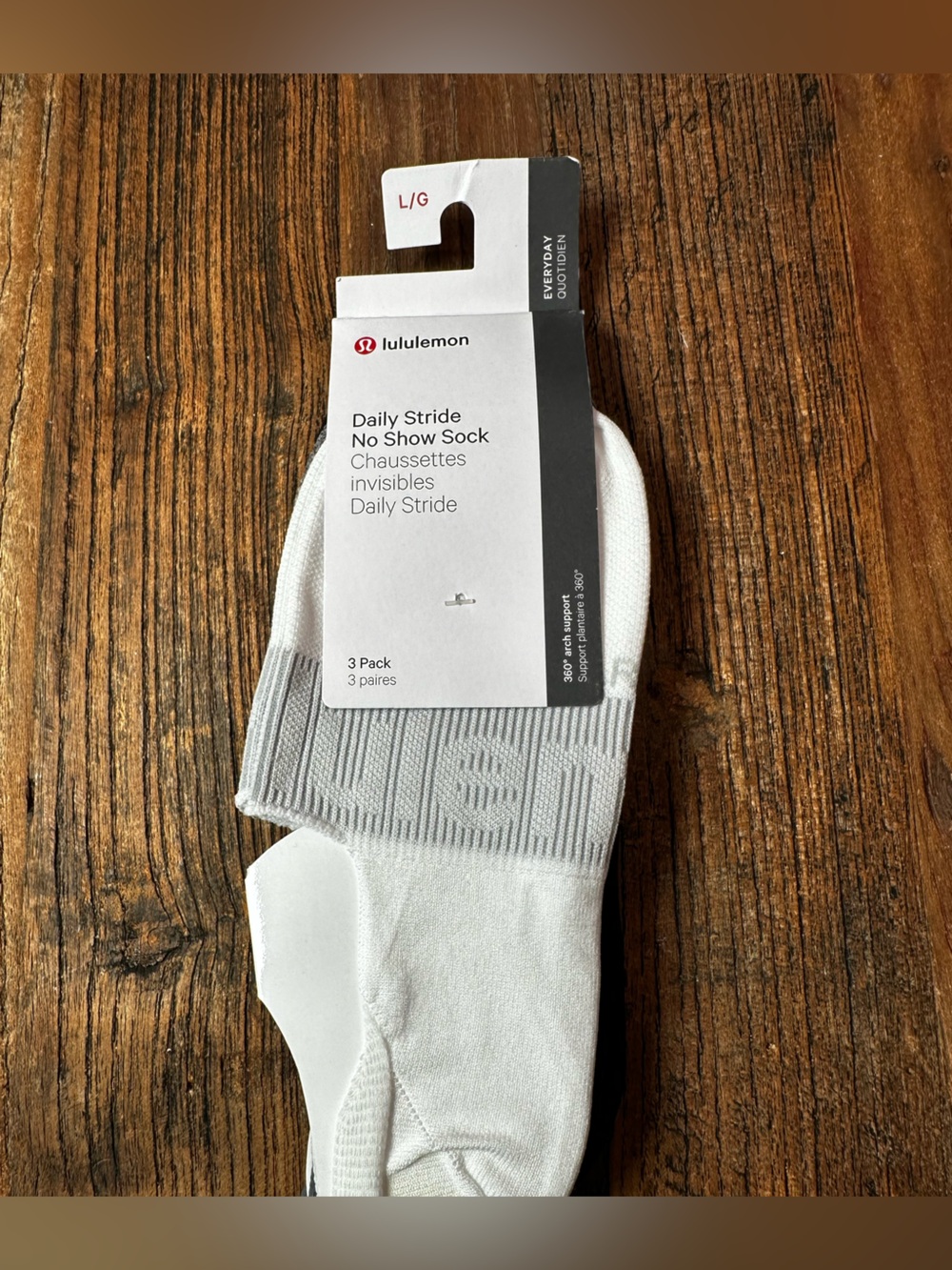 lululemon athletica Daily Stride No-Show Socks - White with Gray Logo Band